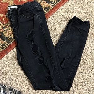 Women's Black Distressed Jeans